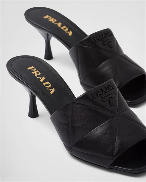 prada napa leather sandals|Prada women's high heeled sandals.